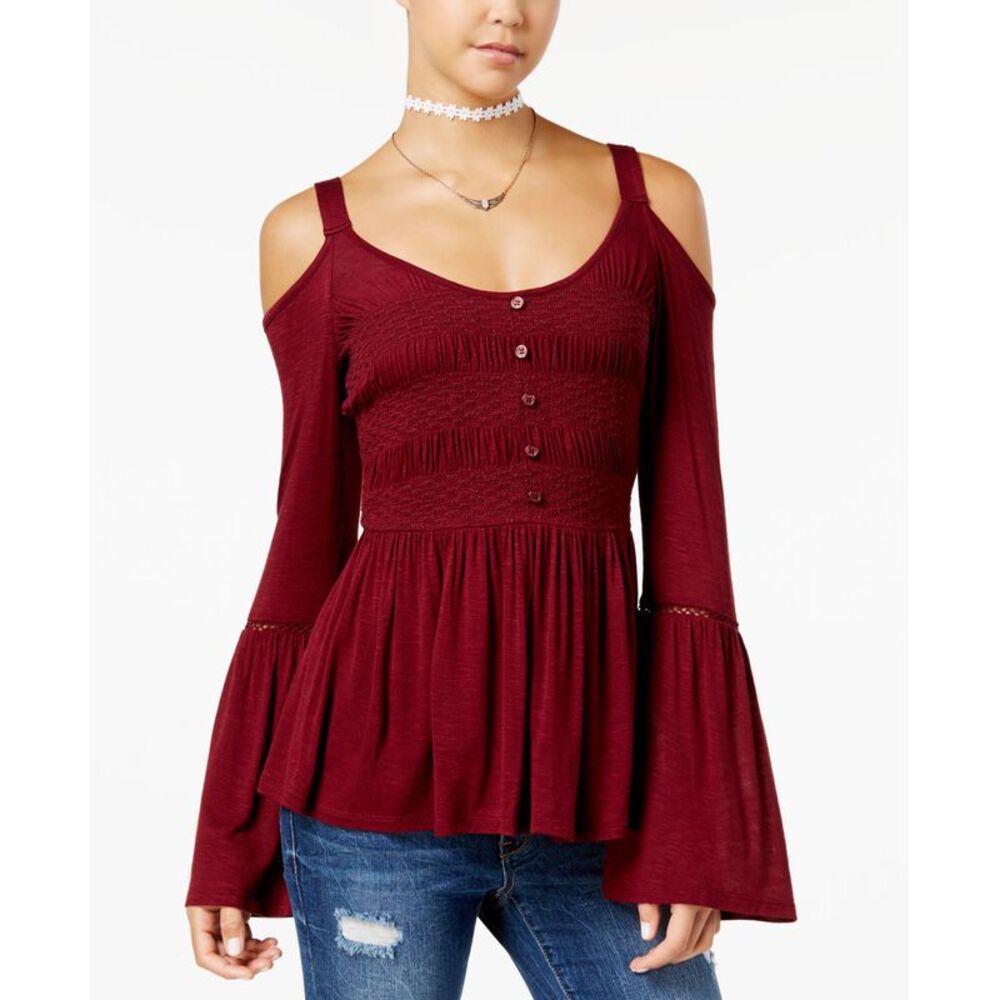 American Rag Juniors' Cold-Shoulder Bell-Sleeve Top
